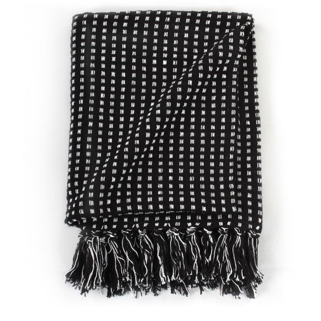 8718475573944_g_en_hd_2 vidaXL Throw Cotton Squares 220x250 cm Black - Image 3