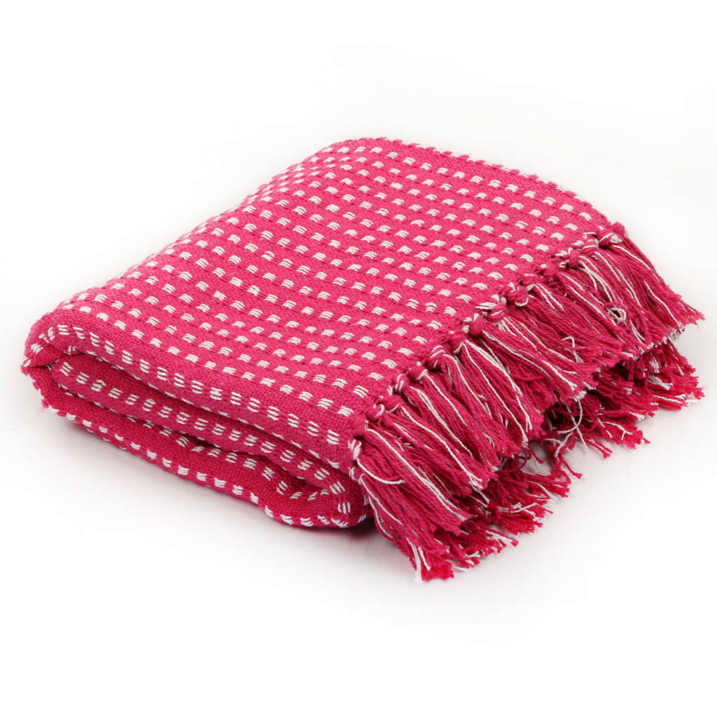 8718475573968_a_en_hd_1 vidaXL Throw Cotton Squares 160x210 cm Pink - Image 1