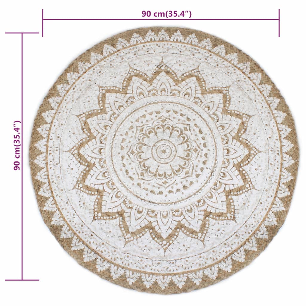 8718475574019_g_en_hd_5 vidaXL Area Rug Braided Jute Printed 90 cm Round - Image 6