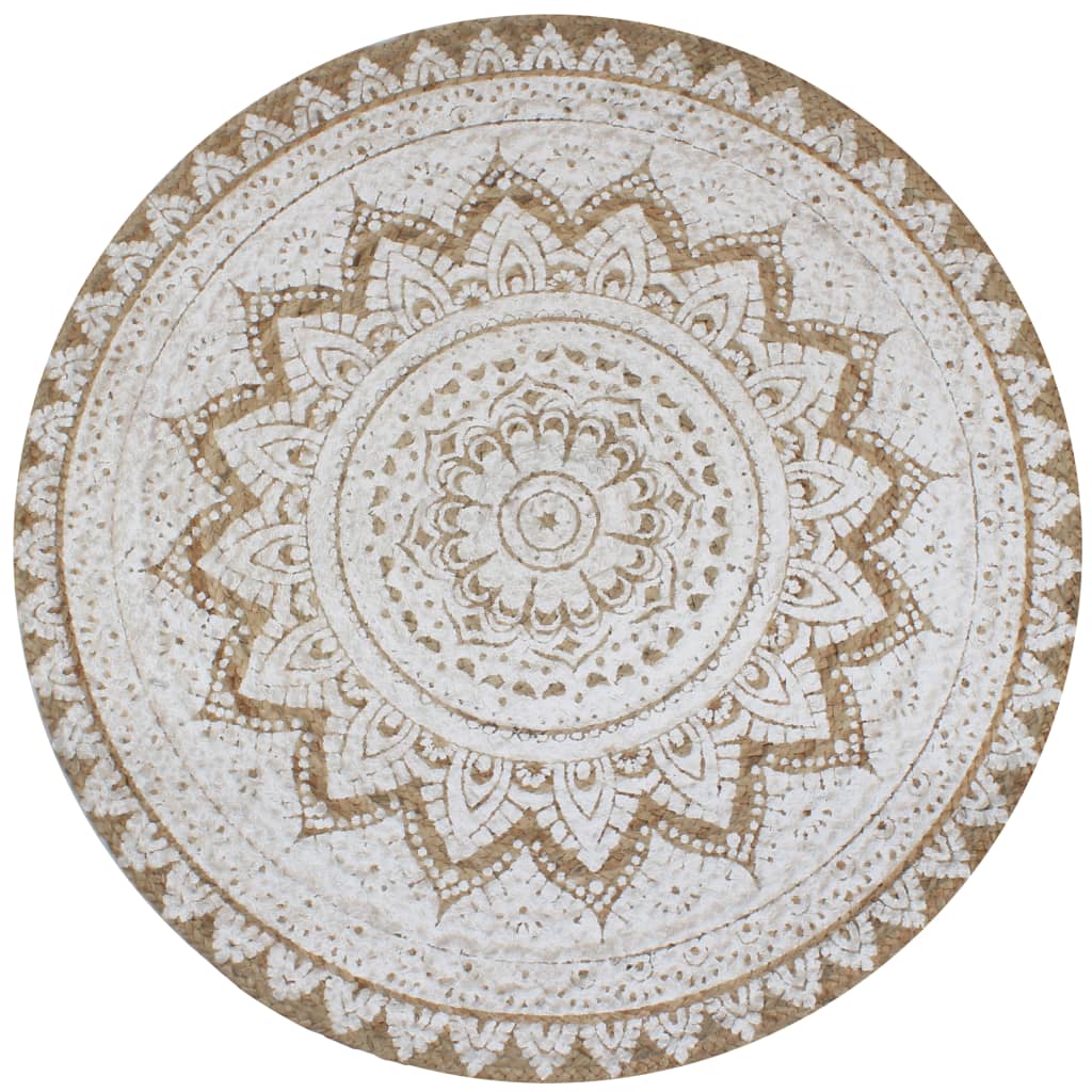 8718475574026_a_en_hd_1 vidaXL Area Rug Braided Jute Printed 120 cm Round - Image 1