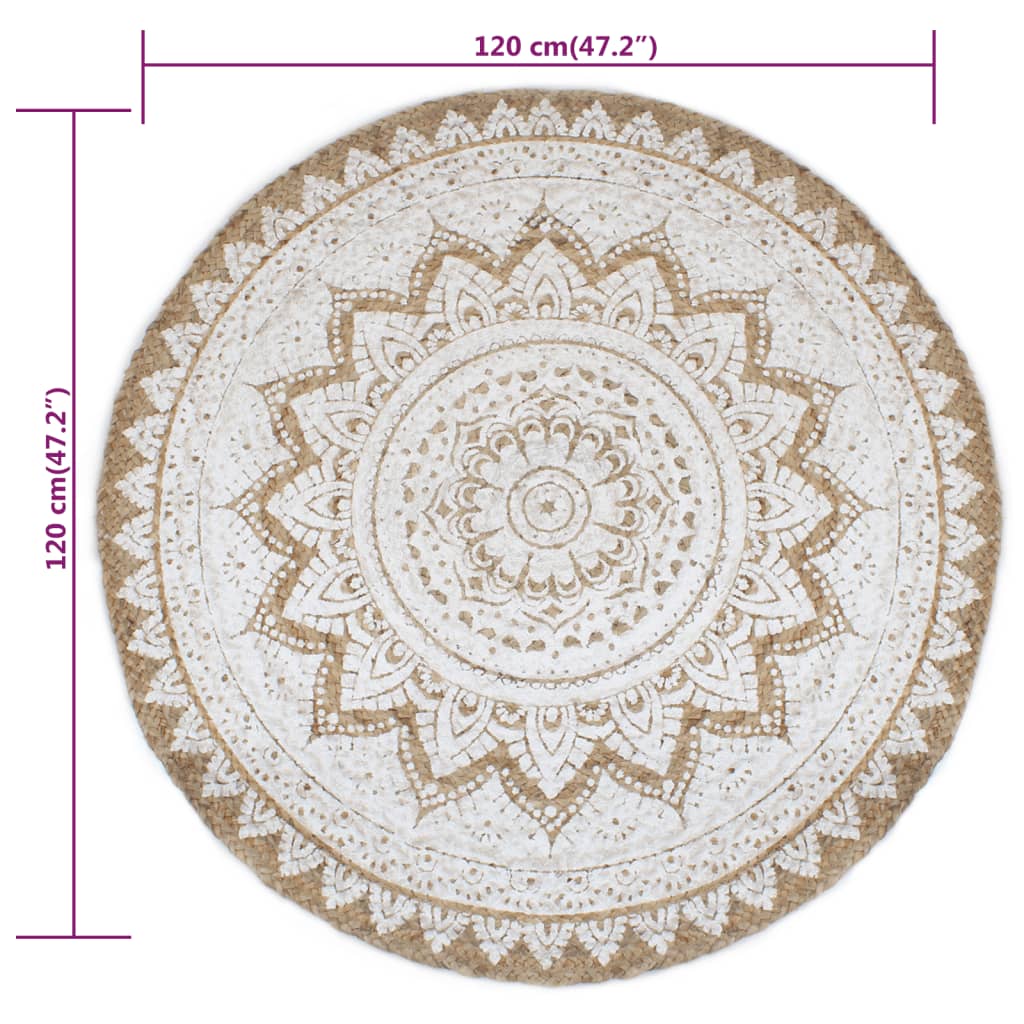 8718475574026_g_en_hd_5 vidaXL Area Rug Braided Jute Printed 120 cm Round - Image 6