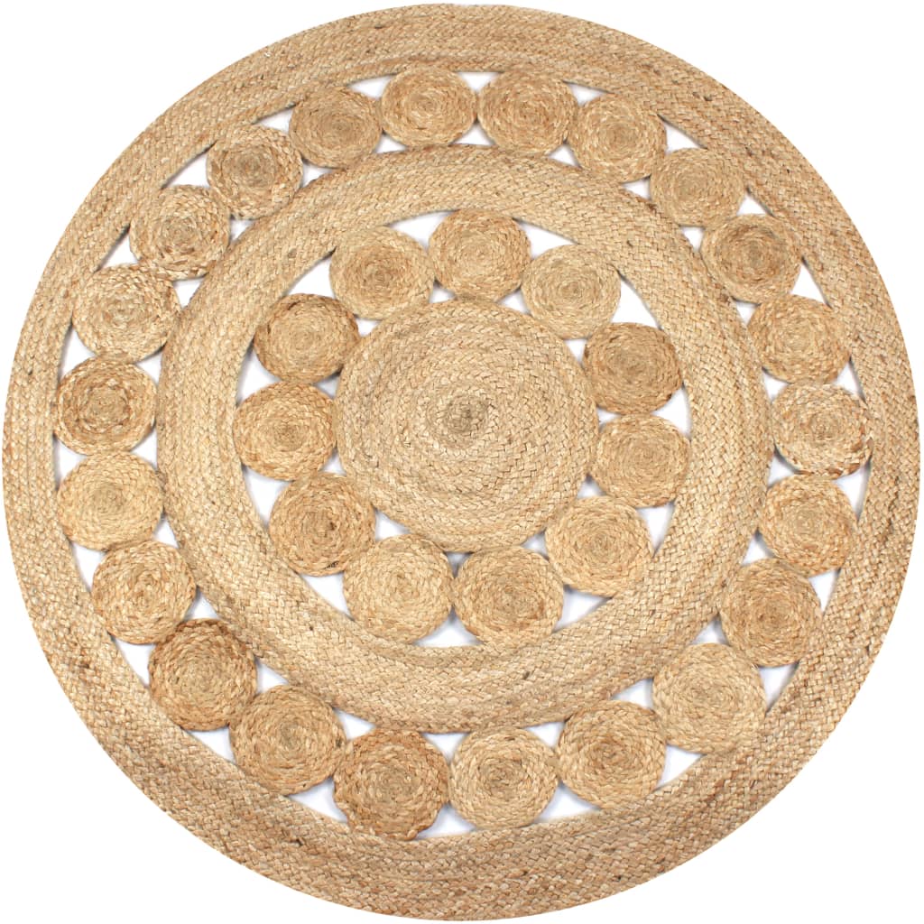 8718475574057_a_en_hd_1 vidaXL Area Rug Braided Design Jute 120 cm Round - Image 1