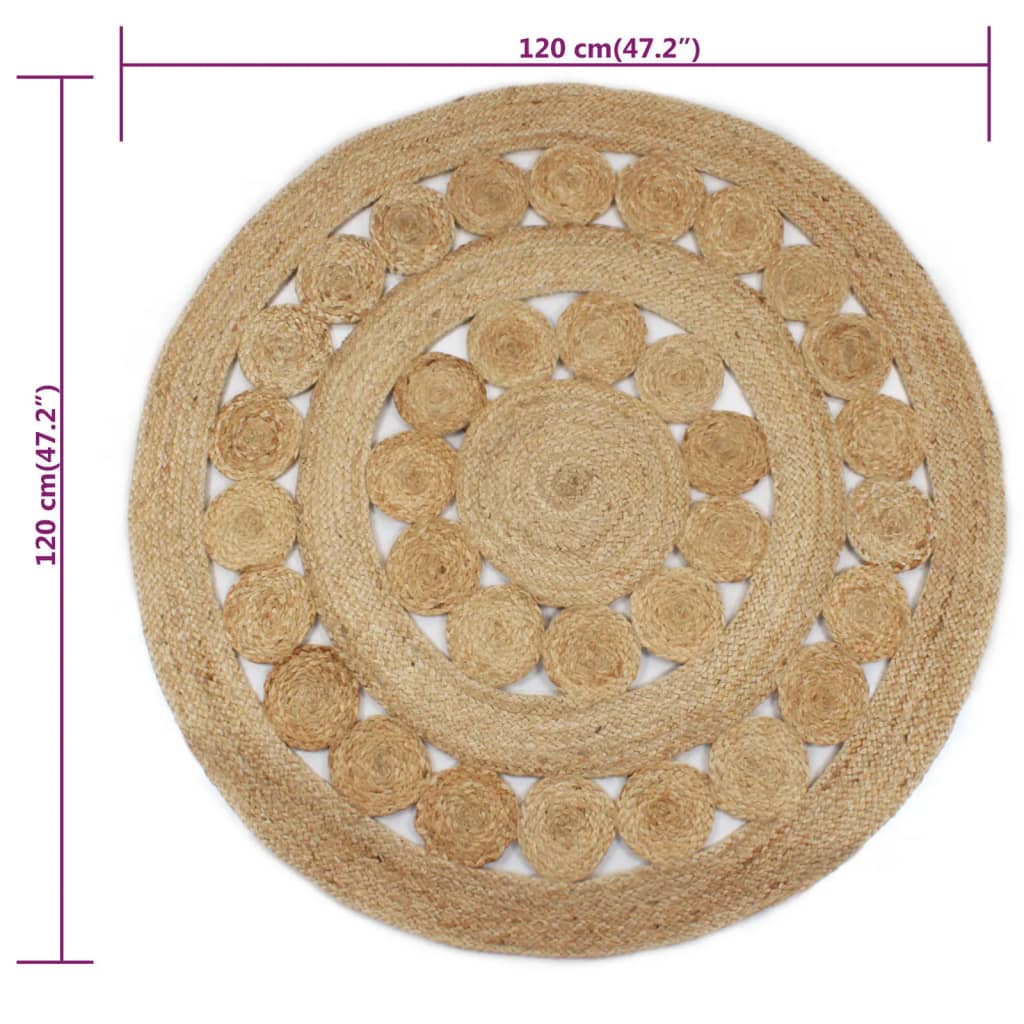 8718475574057_g_en_hd_5 vidaXL Area Rug Braided Design Jute 120 cm Round - Image 6
