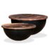 vidaXL Coffee Table Set 2 Pieces Solid Reclaimed Wood Black Bowl Shape