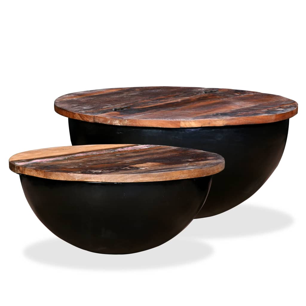 8718475574118_a_en_hd_1 vidaXL Coffee Table Set 2 Pieces Solid Reclaimed Wood Black Bowl Shape - Image 1