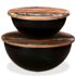 vidaXL Coffee Table Set 2 Pieces Solid Reclaimed Wood Black Bowl Shape - Image 6