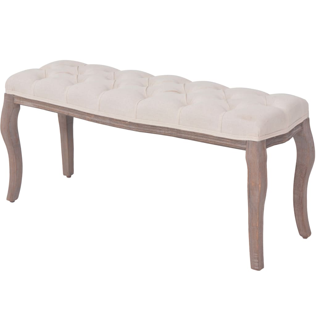 8718475574507_a_en_hd_1 vidaXL Bench Linen Solid Wood 110x38x48 cm Cream White - Image 1