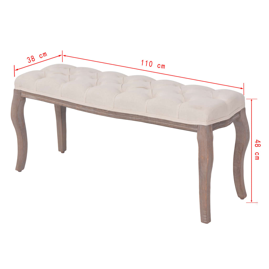 8718475574507_g_en_hd_5 vidaXL Bench Linen Solid Wood 110x38x48 cm Cream White - Image 6