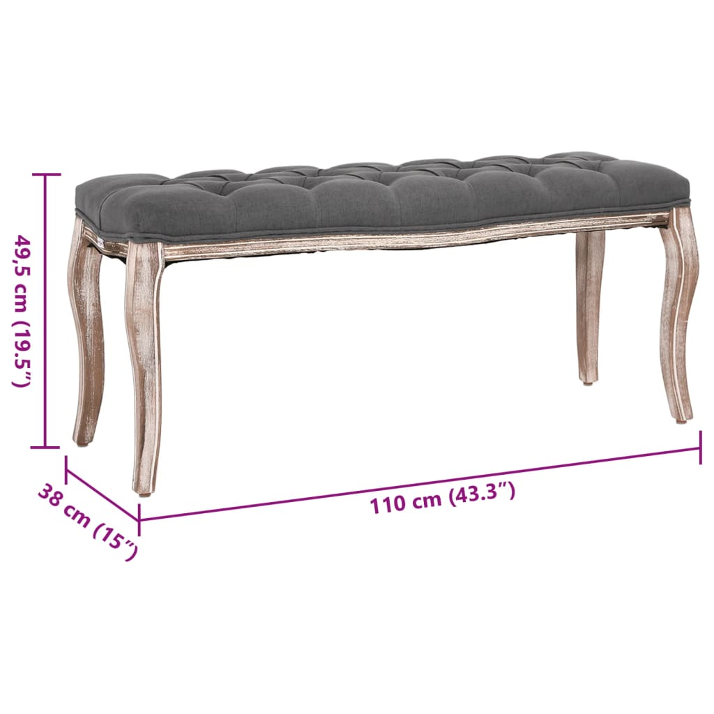 8718475574514_g_en_hd_5 vidaXL Bench Linen Solid Wood 110x38x48 cm Dark Grey - Image 6