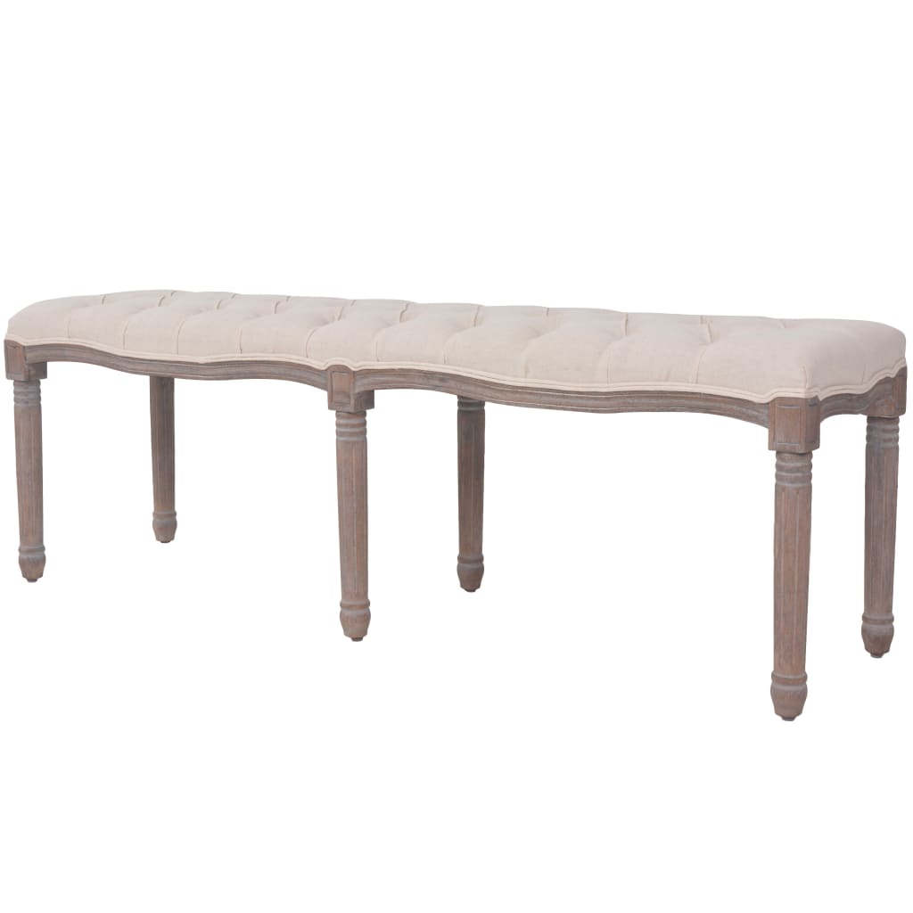 8718475574521_a_en_hd_1 vidaXL Bench Linen Solid Wood 150x40x48 cm Cream White - Image 1