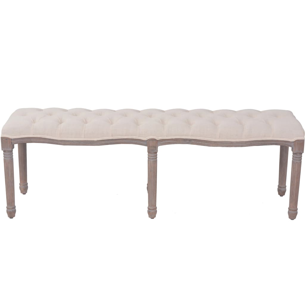 8718475574521_g_en_hd_1 vidaXL Bench Linen Solid Wood 150x40x48 cm Cream White - Image 2
