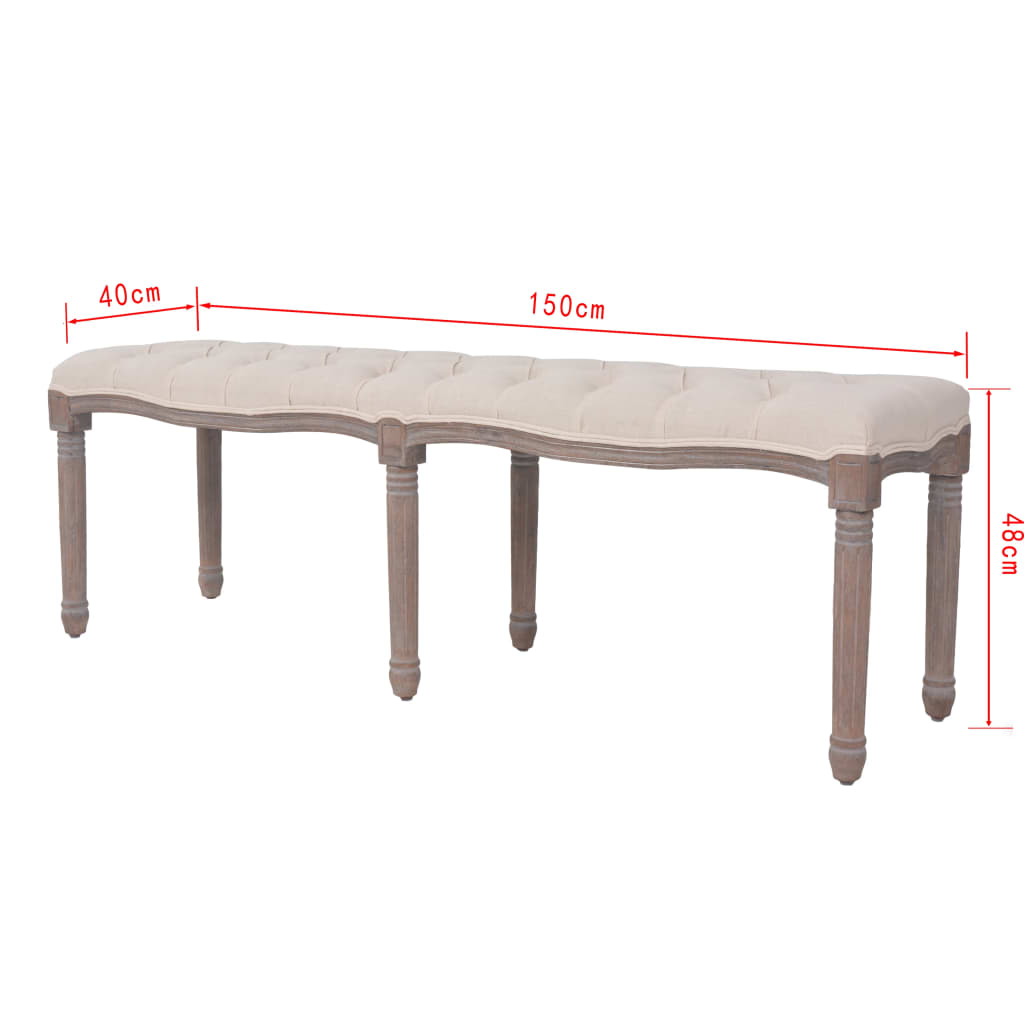 8718475574521_g_en_hd_6 vidaXL Bench Linen Solid Wood 150x40x48 cm Cream White - Image 7