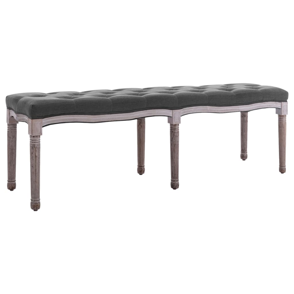 8718475574538_a_en_hd_1 vidaXL Bench Linen Solid Wood 150x40x48 cm Dark Grey - Image 1
