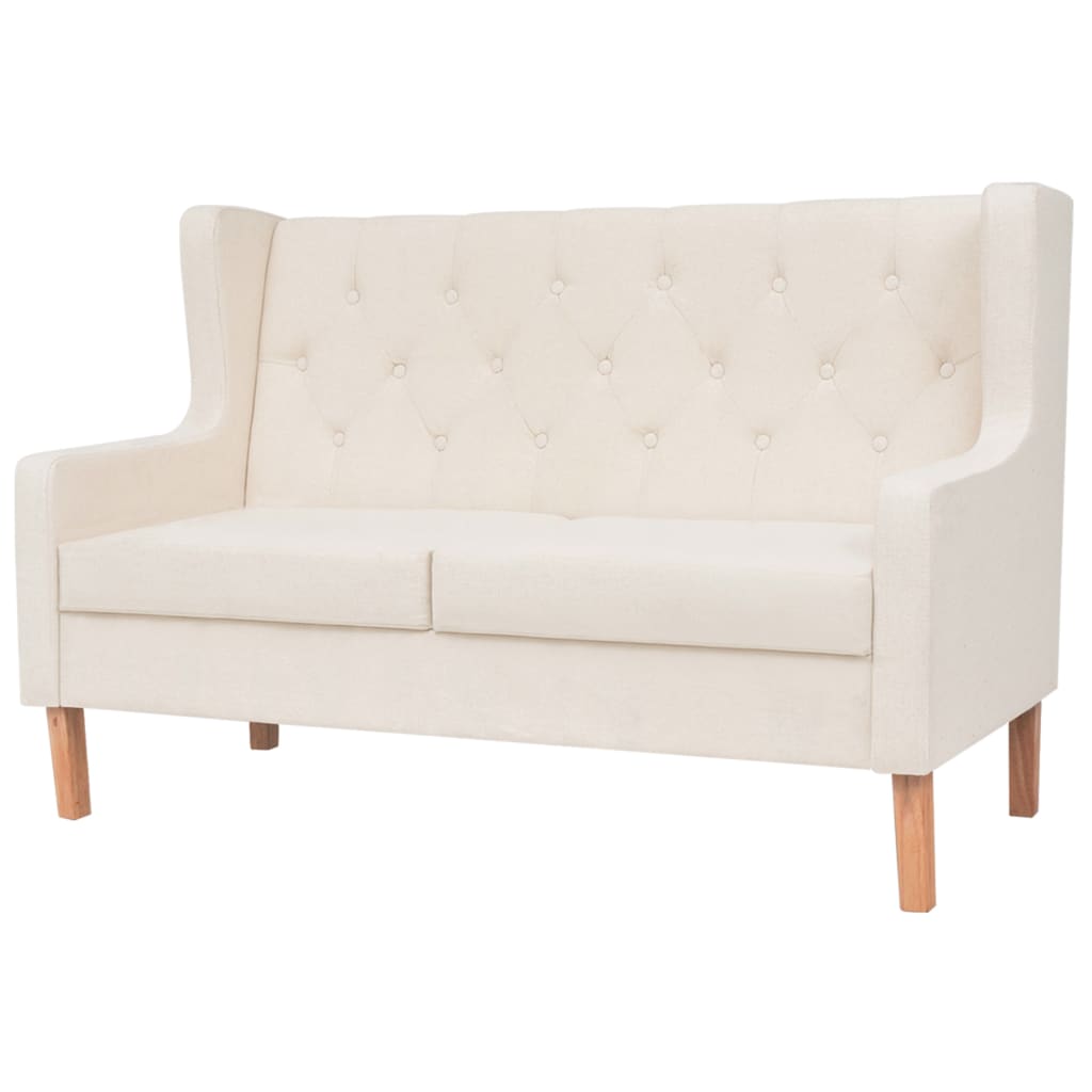8718475577096_a_en_hd_1 vidaXL 2-Seater Sofa Fabric Cream White - Image 1