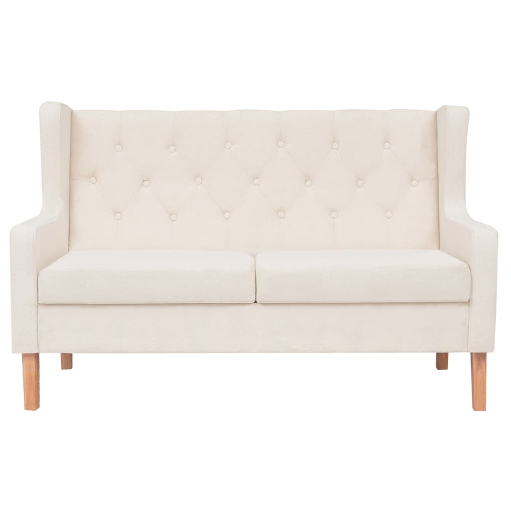 8718475577096_g_en_hd_1 vidaXL 2-Seater Sofa Fabric Cream White - Image 2