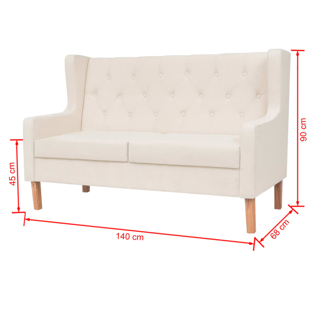 8718475577096_g_en_hd_6 vidaXL 2-Seater Sofa Fabric Cream White - Image 7