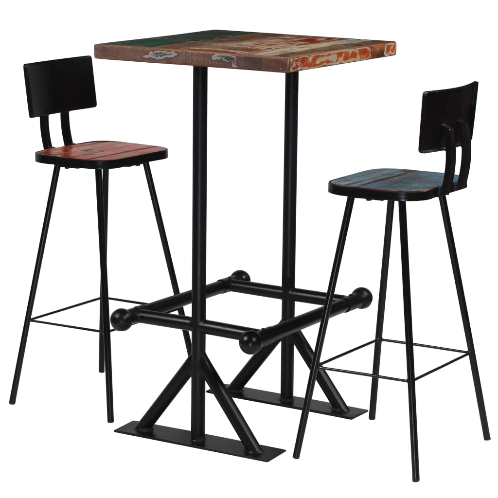 8718475580102_a_en_hd_1 vidaXL Bar Set 3 Piece Solid Reclaimed Wood Multicolour - Image 1
