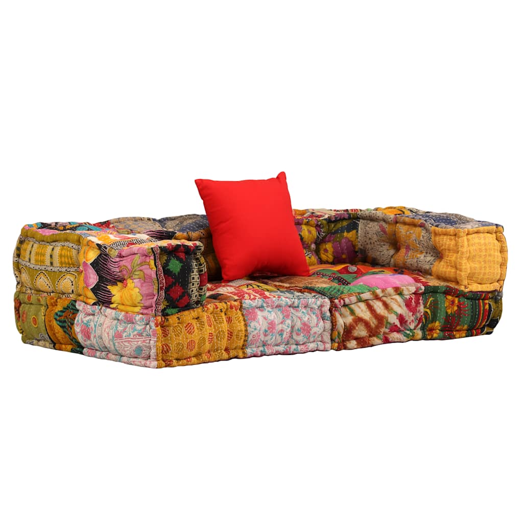 8718475580386_a_en_hd_1 vidaXL 2-Seater Modular Pouffe Patchwork Fabric - Image 1