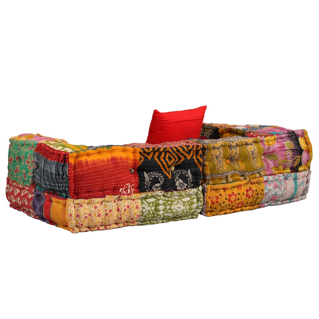 8718475580386_g_en_hd_2 vidaXL 2-Seater Modular Pouffe Patchwork Fabric - Image 3