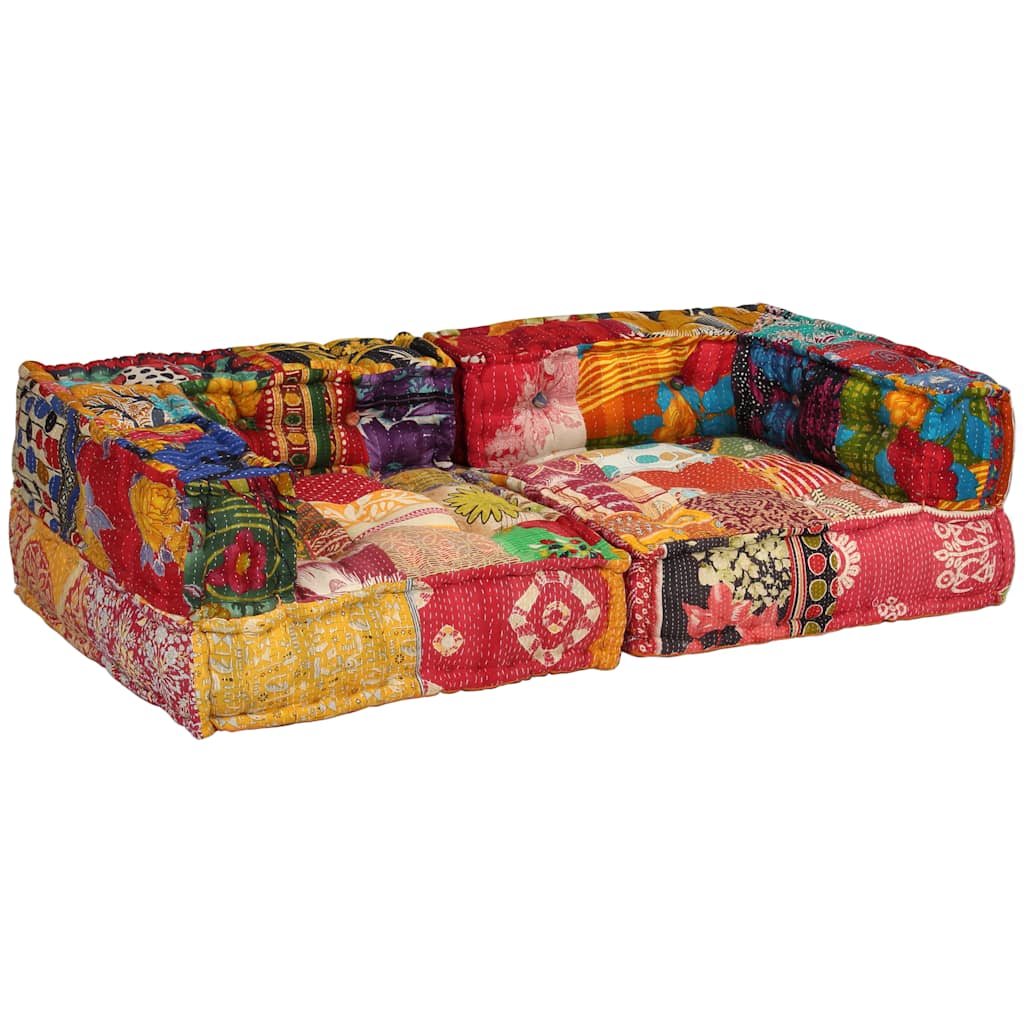 8718475580386_g_en_hd_3 vidaXL 2-Seater Modular Pouffe Patchwork Fabric - Image 4