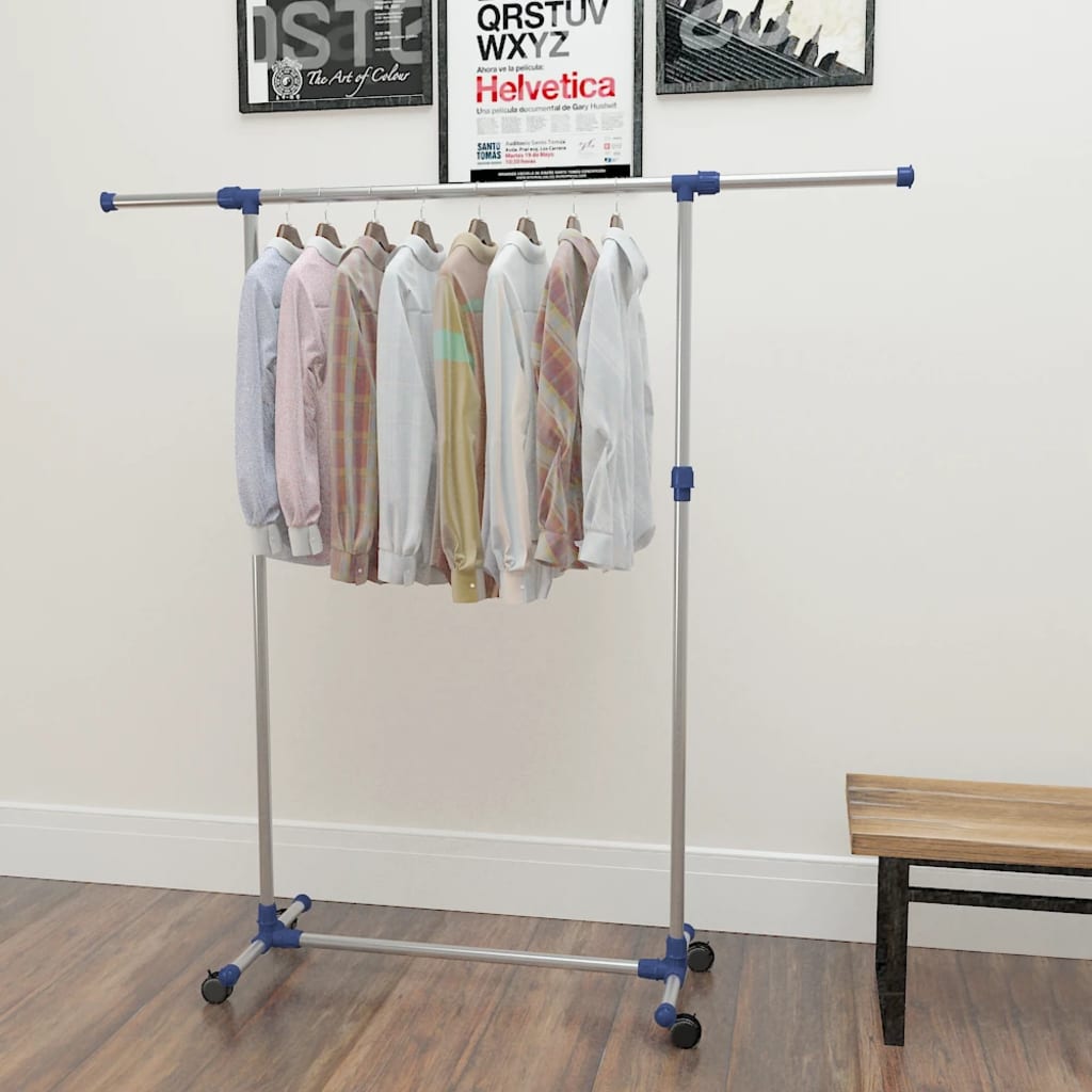 8718475583417_m_en_hd_1 vidaXL Adjustable Clothes Rack Stainless Steel 165x44x150 cm Silver - Image 1