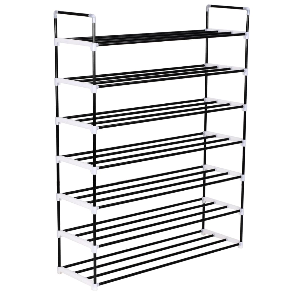 8718475583431_a_en_hd_1 vidaXL Shoe Rack with 7 Shelves Metal and Plastic Black - Image 1