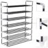 vidaXL Shoe Rack with 7 Shelves Metal and Plastic Black - Image 3
