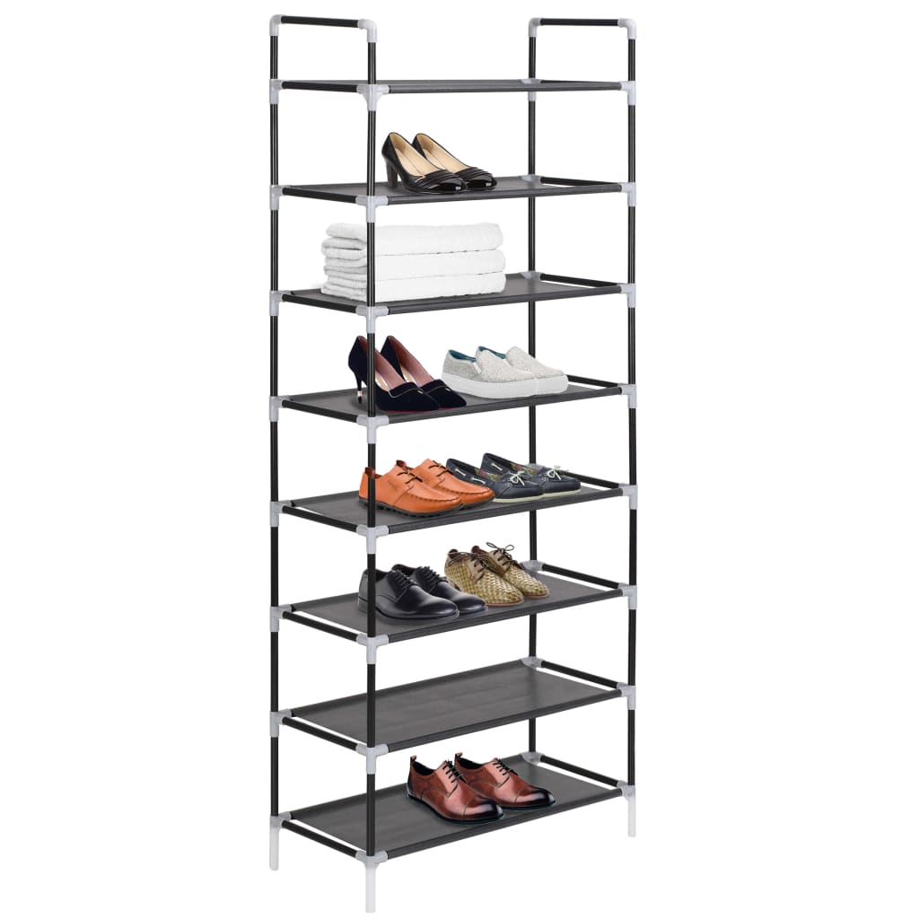 8718475583455_g_en_hd_1 vidaXL Shoe Rack with 8 Shelves Metal and Non-woven Fabric Black - Image 2