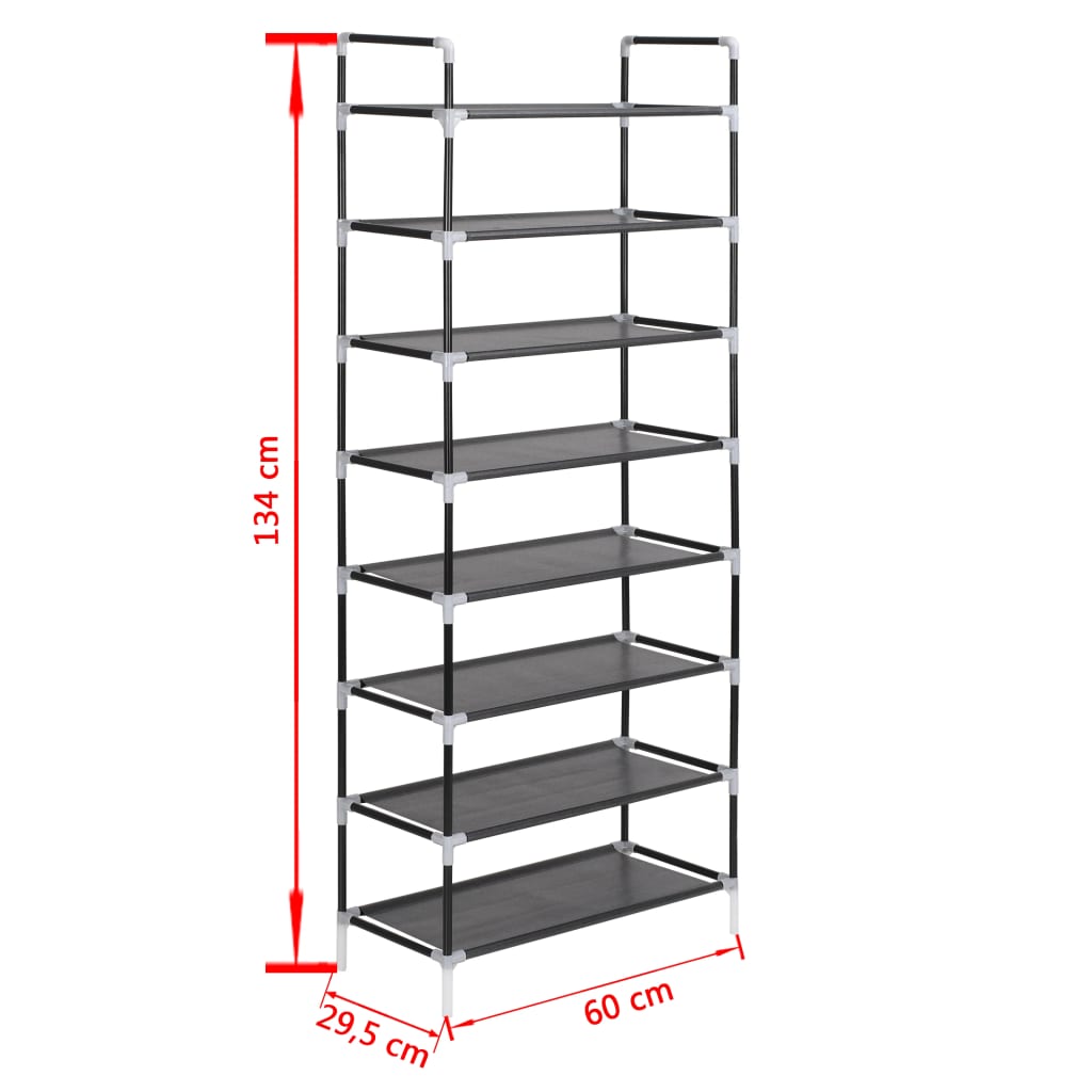 8718475583455_g_en_hd_6 vidaXL Shoe Rack with 8 Shelves Metal and Non-woven Fabric Black - Image 7