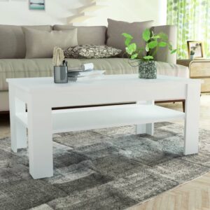 vidaXL Coffee Table Engineered Wood 110x65x48 cm White