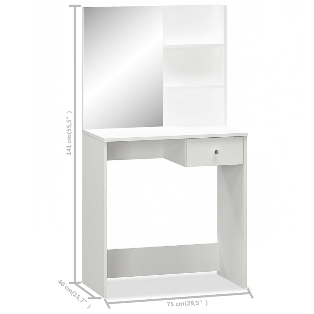 8718475583660_g_en_hd_3 vidaXL Dressing Table Engineered Wood 75x40x141 cm White - Image 6