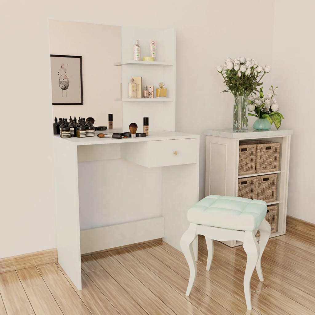 8718475583660_m_en_hd_1 vidaXL Dressing Table Engineered Wood 75x40x141 cm White - Image 1