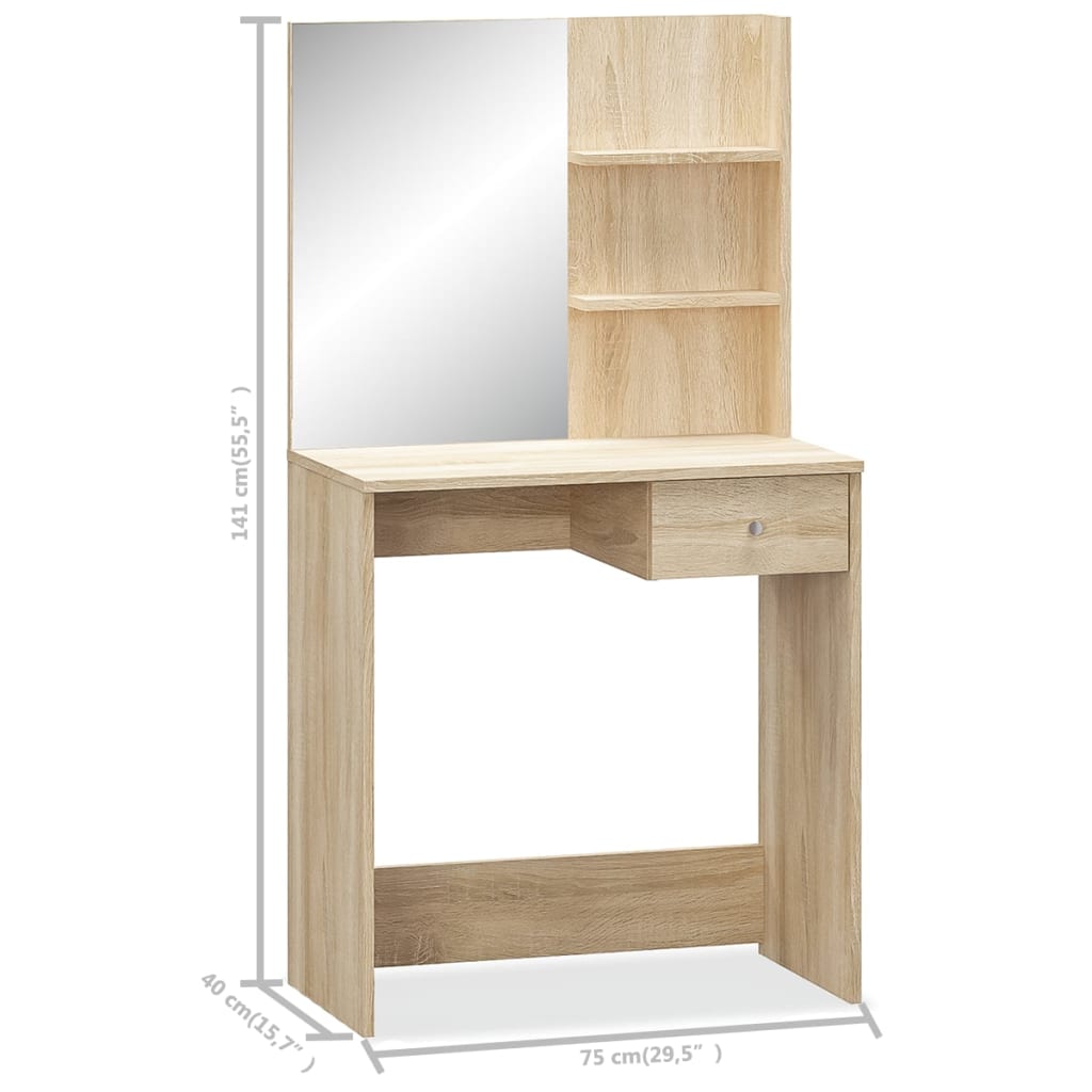8718475583677_g_en_hd_3 vidaXL Dressing Table Engineered Wood 75x40x141 cm Oak - Image 6