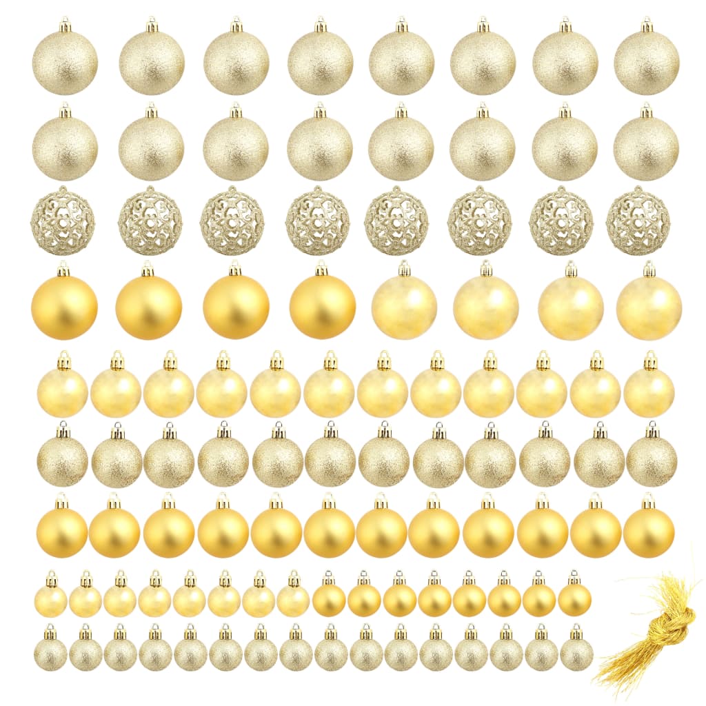 8718475586067_g_en_hd_1 vidaXL 100 Piece Christmas Ball Set 3/4/6 cm Gold - Image 2