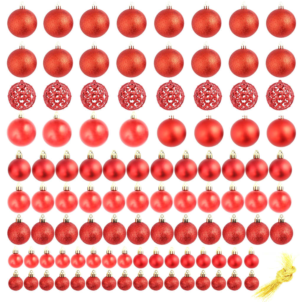 8718475586081_g_en_hd_1 vidaXL 100 Piece Christmas Ball Set 3/4/6 cm Red - Image 2