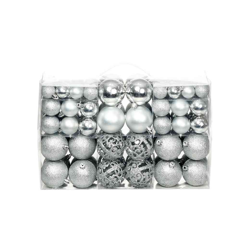 8718475586104_a_en_hd_1 vidaXL 100 Piece Christmas Ball Set 3/4/6 cm Silver - Image 1