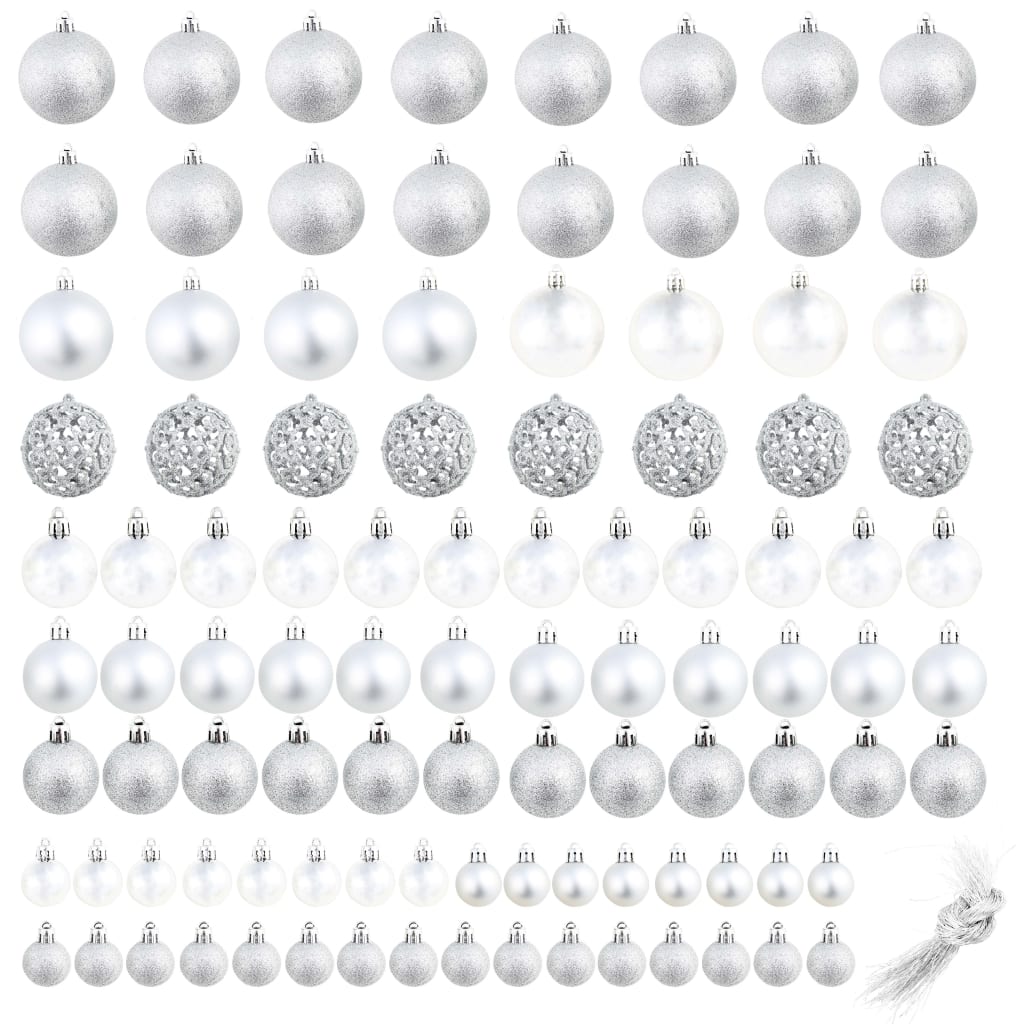 8718475586104_g_en_hd_1 vidaXL 100 Piece Christmas Ball Set 3/4/6 cm Silver - Image 2