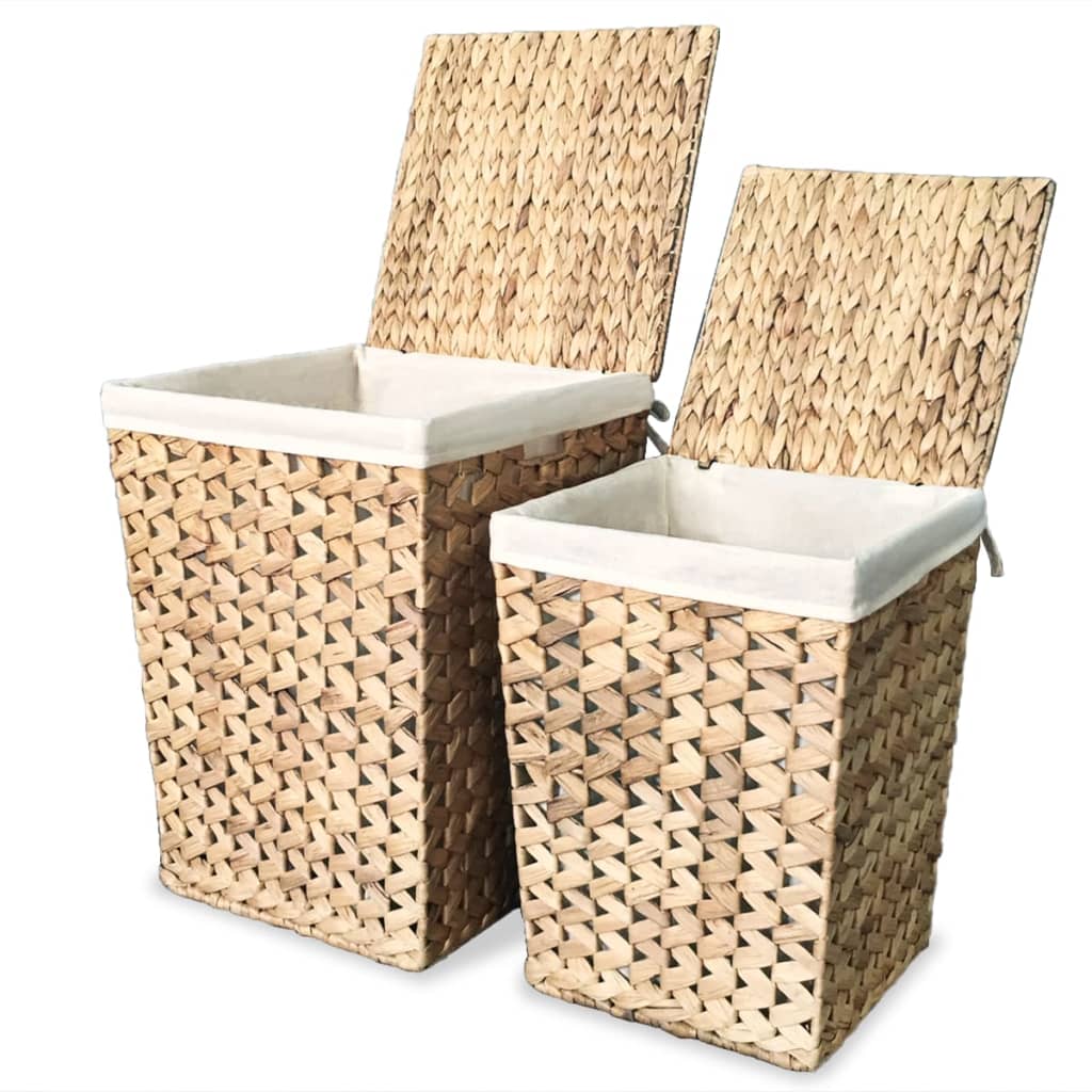 8718475586500_a_en_hd_1 vidaXL Laundry Basket Set 2 Pieces Water Hyacinth - Image 1