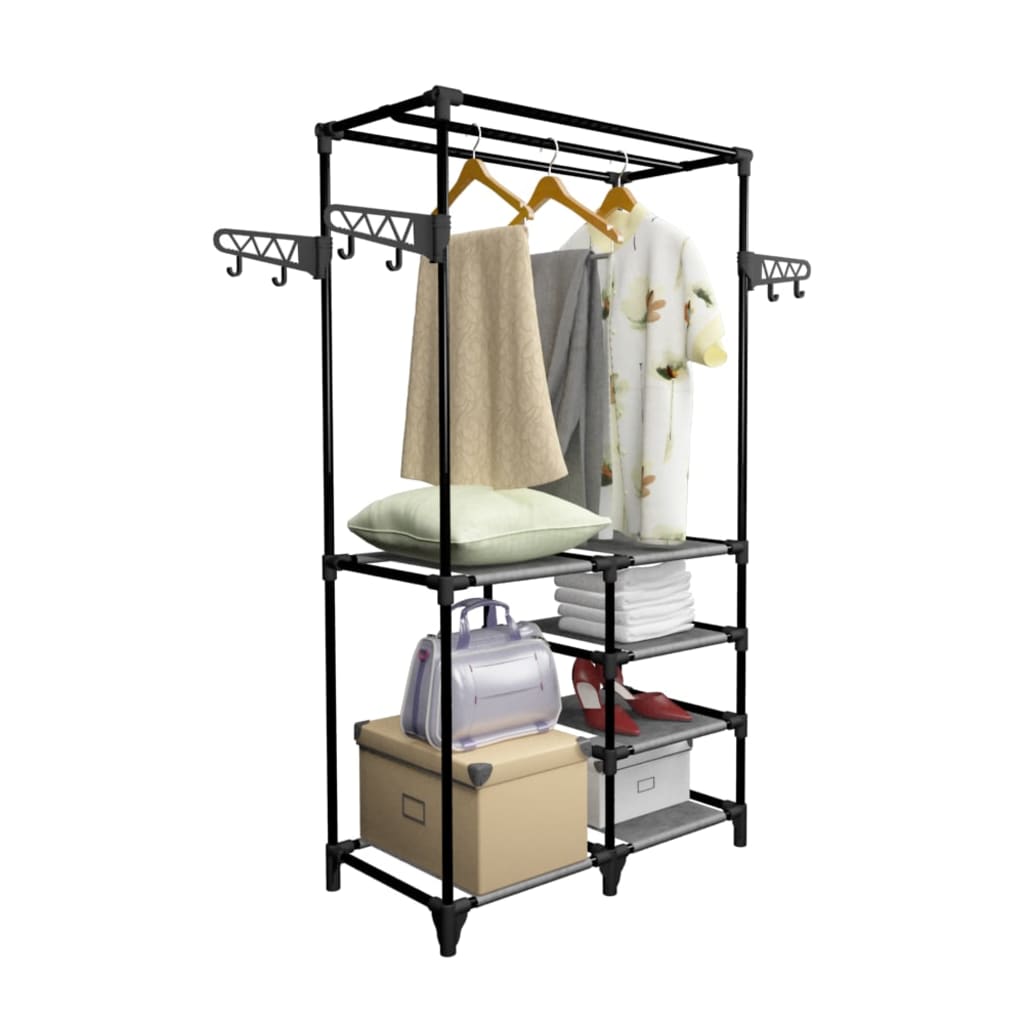 8718475586654_g_en_hd_3 vidaXL Clothes Rack Steel and Non-woven Fabric 87x44x158 cm Black - Image 5