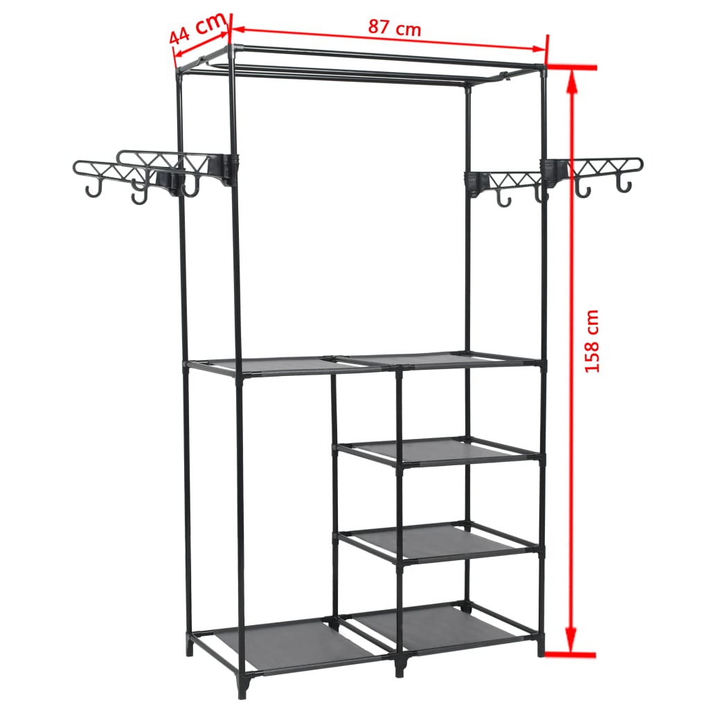 8718475586654_g_en_hd_5 vidaXL Clothes Rack Steel and Non-woven Fabric 87x44x158 cm Black - Image 7