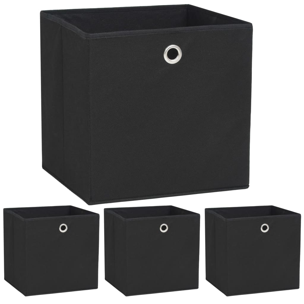 8718475586661_a_en_hd_1 vidaXL Storage Boxes 4 pcs Non-woven Fabric 32x32x32 cm Black - Image 1