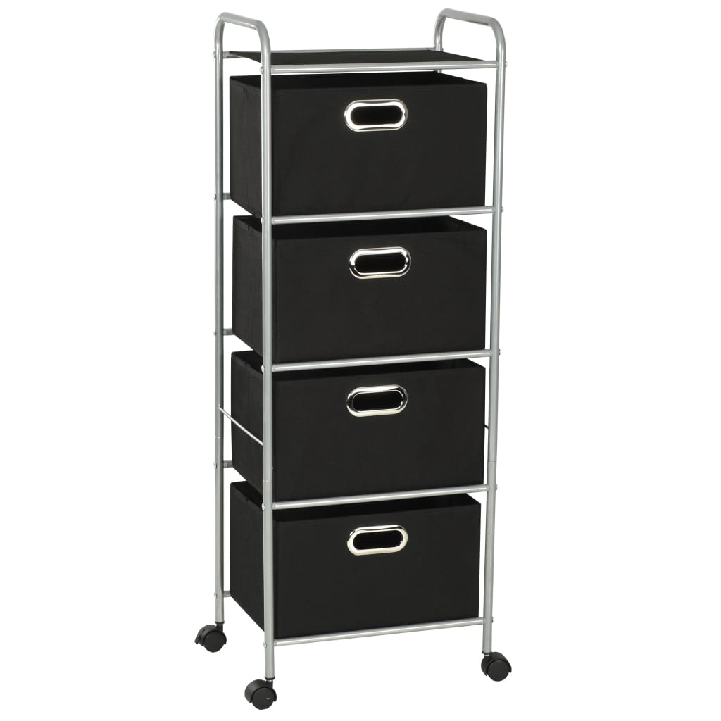 8718475586715_a_en_hd_1 vidaXL Shelving Unit with 4 Storage Boxes Steel and Non-woven Fabric - Image 1