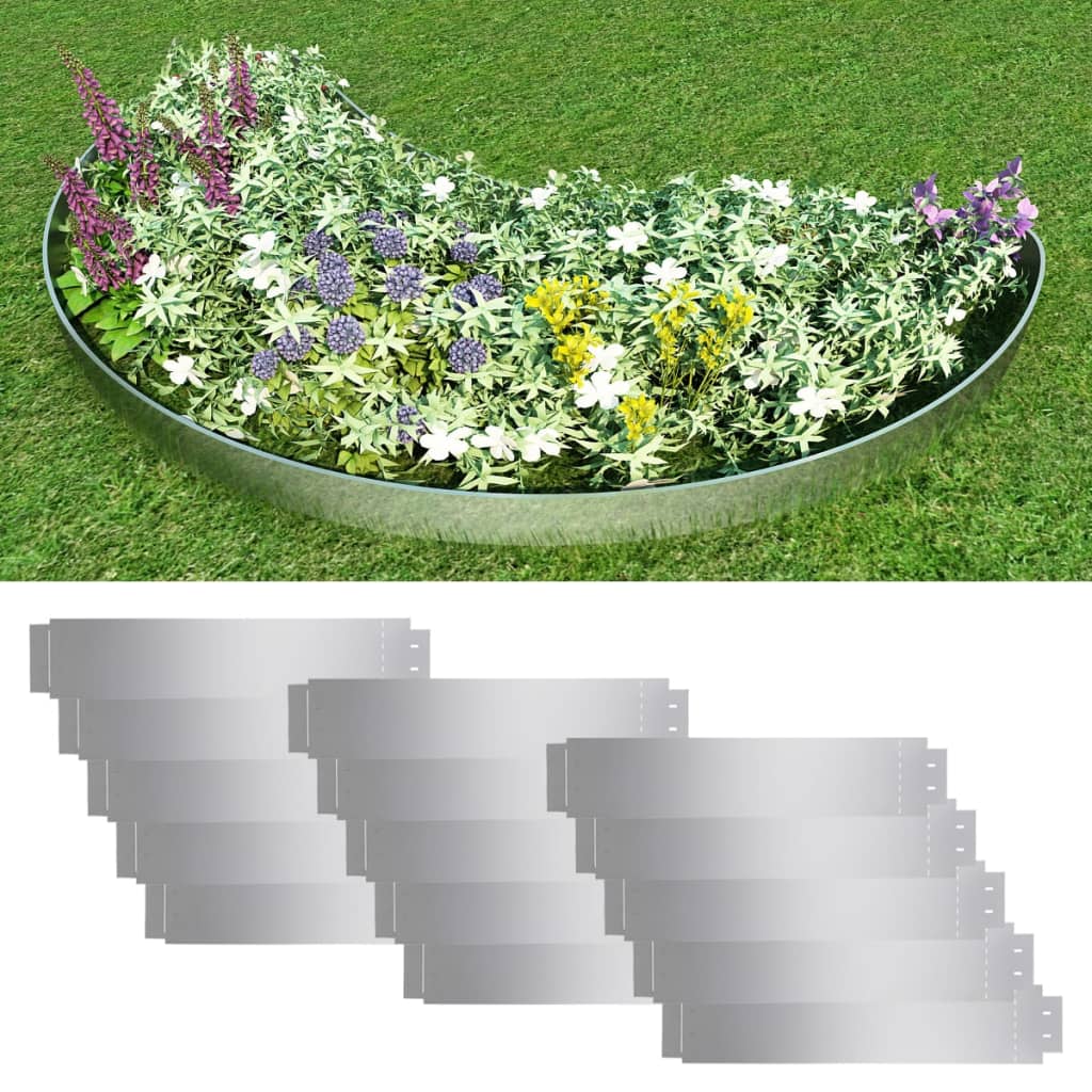 8718475587071_m_en_hd_1 vidaXL Lawn Fence 15 pcs Galvanised Steel 100x20 cm - Image 1
