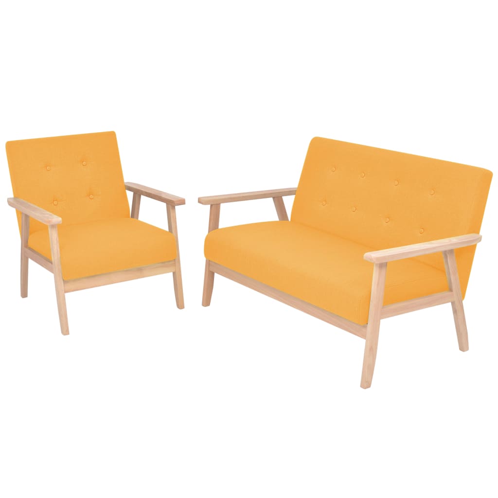 8718475587200_a_en_hd_1 vidaXL Sofa Set 2 Pieces Fabric Yellow - Image 1