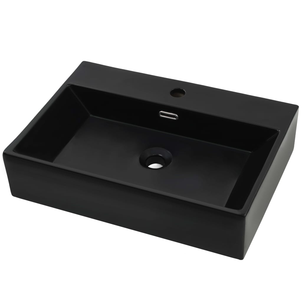 8718475589082_a_en_hd_1 vidaXL Basin with Faucet Hole Ceramic Black 60.5x42.5x14.5 cm - Image 2