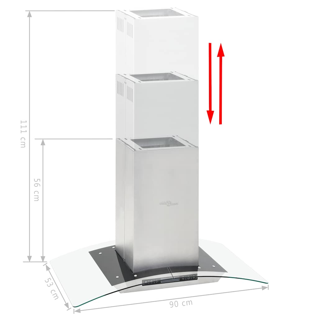 8718475589167_g_en_hd_2 vidaXL Island Range Hood 90 cm LCD Display Touch Sensor 756 m³/h LED - Image 4