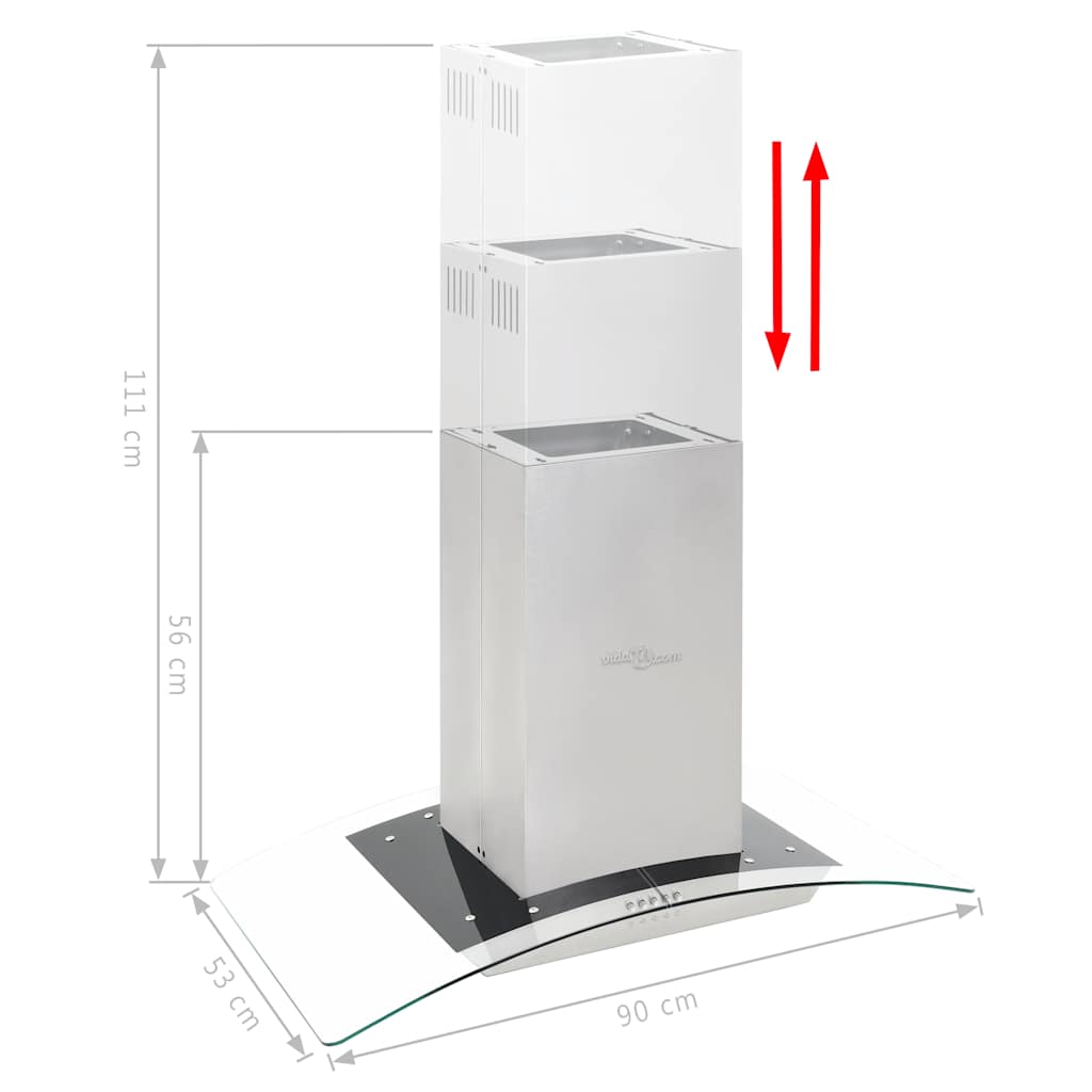 8718475589181_g_en_hd_2 vidaXL Island Range Hood 90 cm Stainless Steel 756 m³/h LED - Image 4
