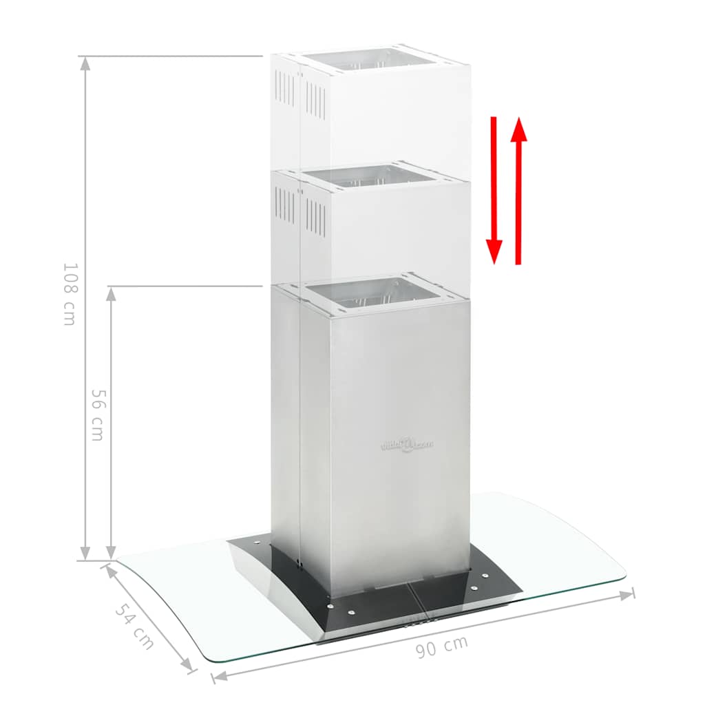 8718475589198_g_en_hd_4 vidaXL Island Range Hood 90 cm Stainless Steel 756 m³/h LED - Image 6