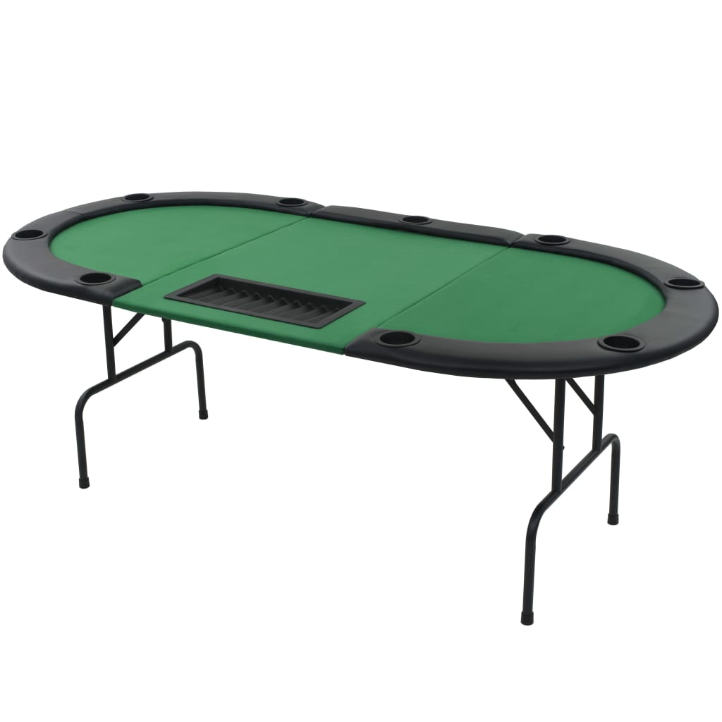 8718475589655_a_en_hd_1 vidaXL 9-Player Folding Poker Table 3 Fold Oval Green - Image 2