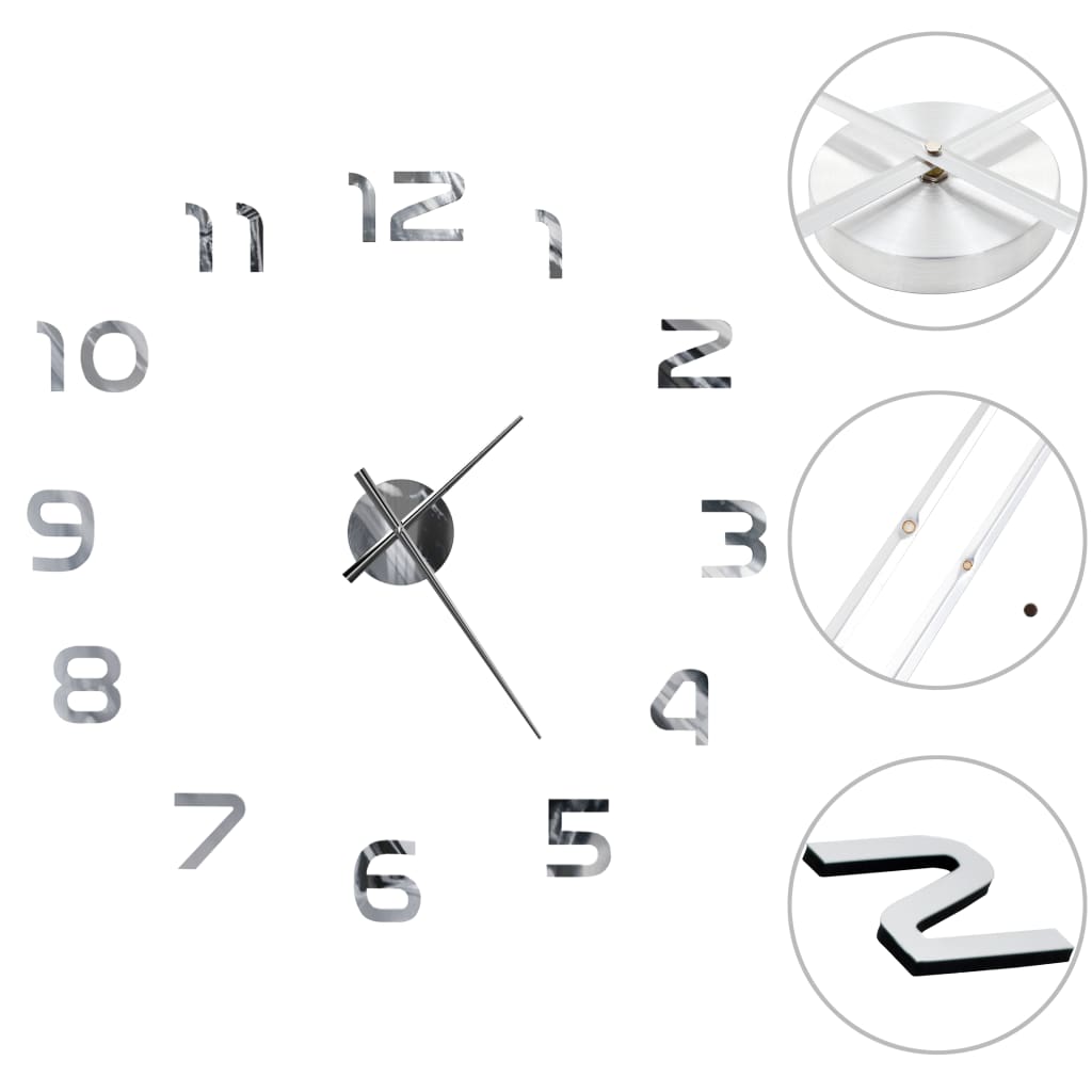 8718475589853_g_en_hd_3 vidaXL 3D Wall Clock Modern Design 100 cm XXL Silver - Image 5